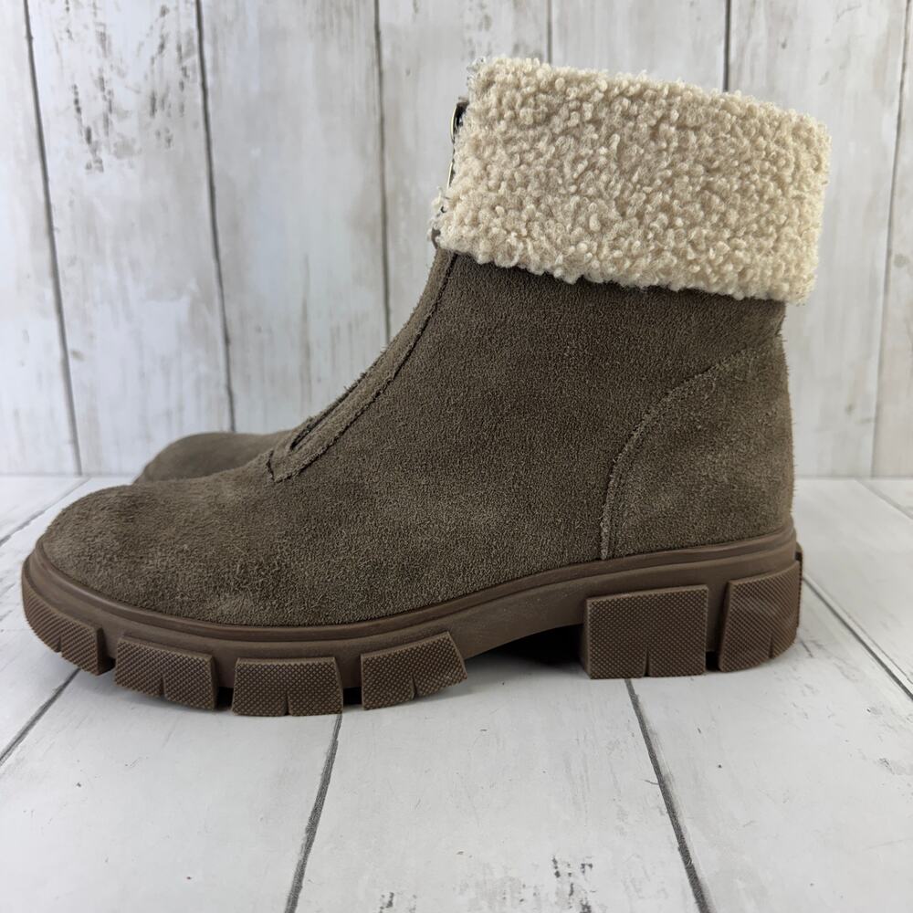 Blondo Dark Taupe Plaka Zip Up Suede Boots Waterproof Lugged Sole Size 8M - Picture 7 of 15